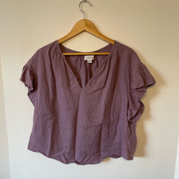NWOT Velvet by Graham & Spencer Lilac Linen Top - Picture 2 of 9